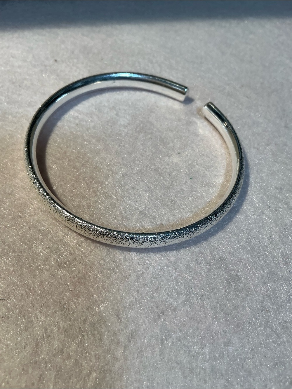 2386 -Solid 999.9 Ultra Pure Fine Silver Frosted Stardust Cuff Bangle Bracelet - Picture 5 of 7